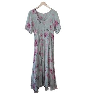 Unbranded Floral Print Double Lined Short Sleeve Fit And Flare Dress Size M M